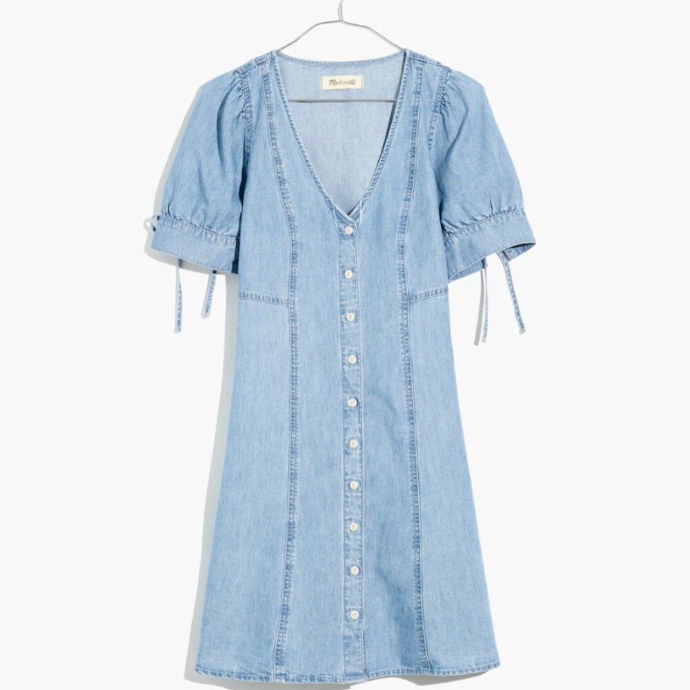 Madewell Button-Front Mini Dress: TENCEL Denim Edition, Size 12